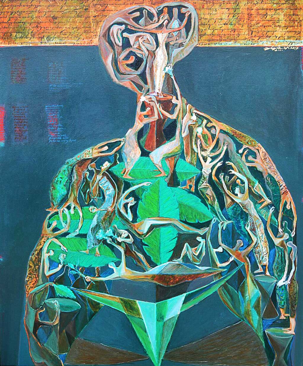 Gigih, Catatan Harian, acrylic on canvas, 145 x 120 cm, 2017