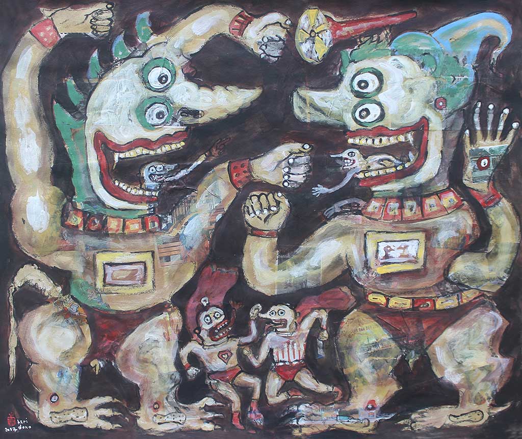 Heri Dono, Pengadu Domba, 66 x 78.5 cm, 2017