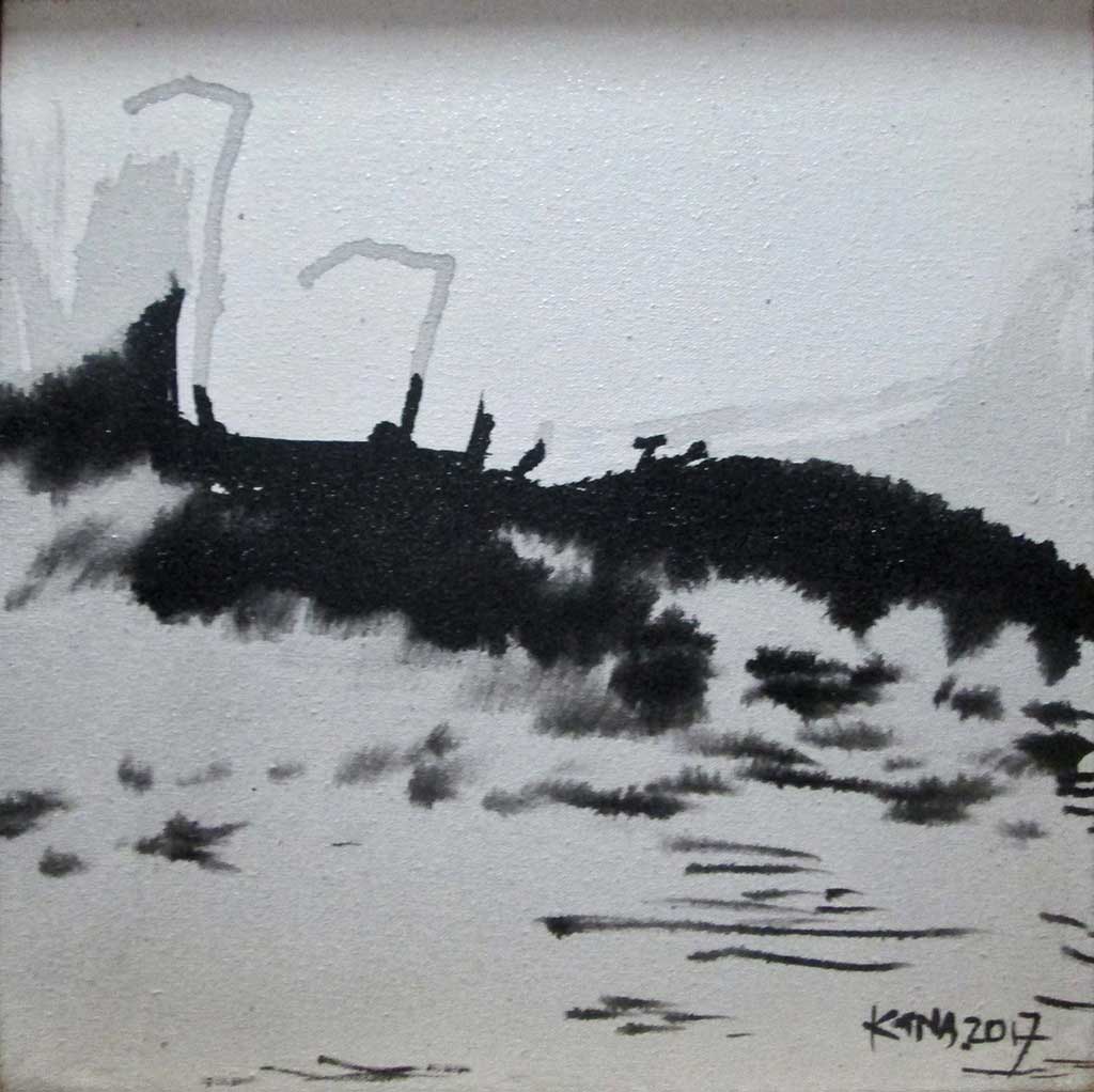 Kana, Air, 30 x 30 cm, Ink on canvas, 2017